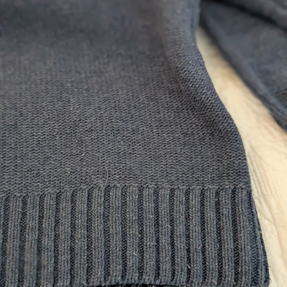 Saint James Men’s Navy Cable Knit Wool Blend Shawl Collar Sweater - Size M - Picture 11 of 12